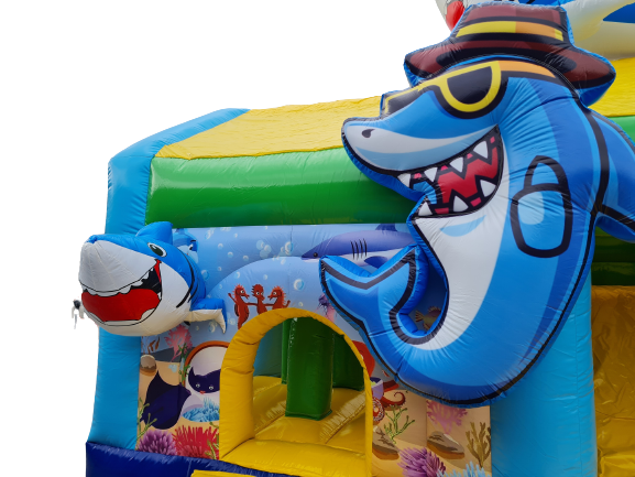 Multiplay-Hüpfburg 5x4 m - mit Rutsche - Seaworld