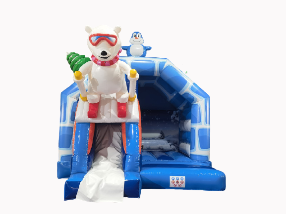Hüpfburg 5x4 m - Eisbär mit Rutsche vorne