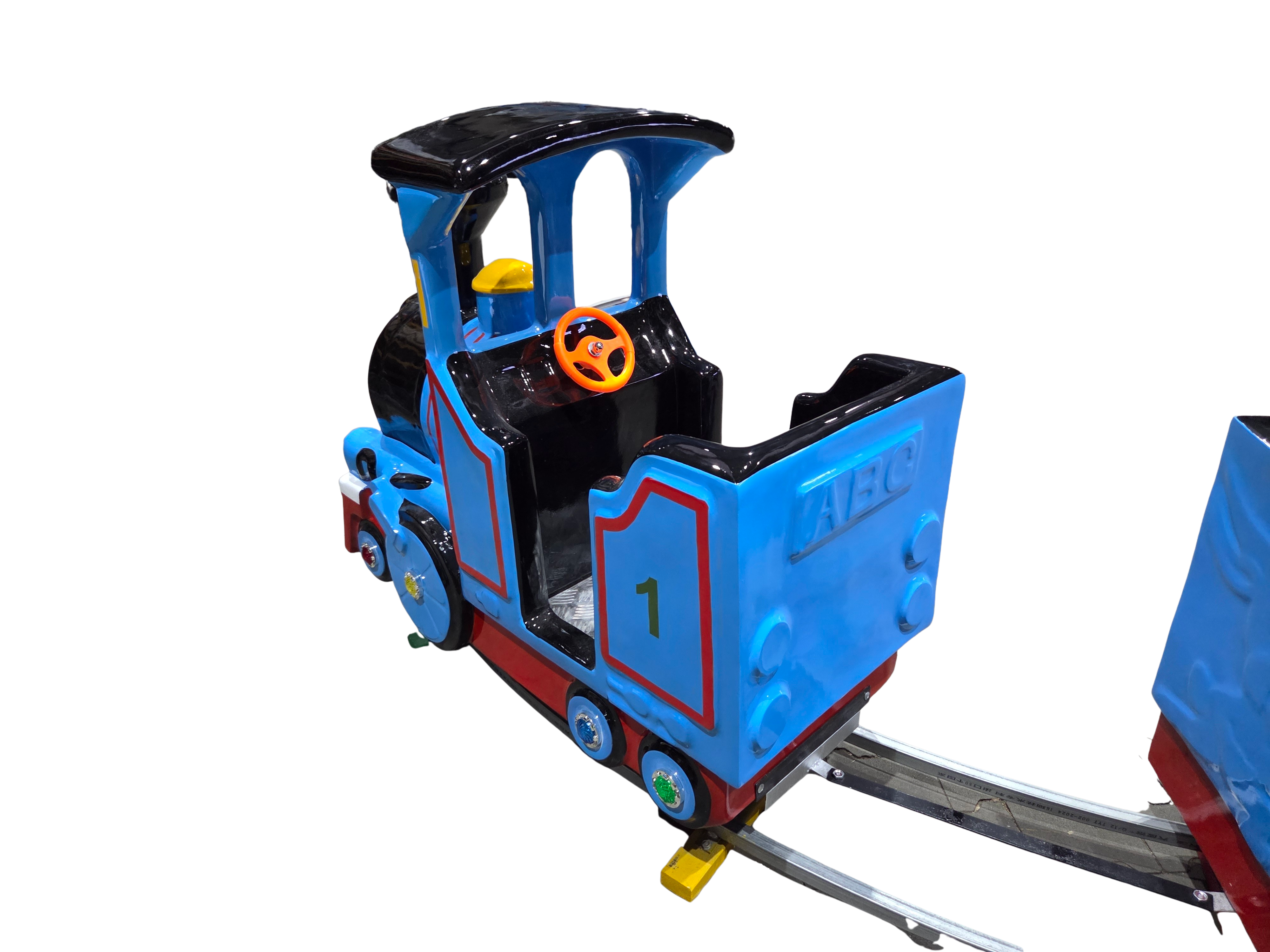 Eisenbahn auf Schienen - 7x5,3 m  Blau-Rot