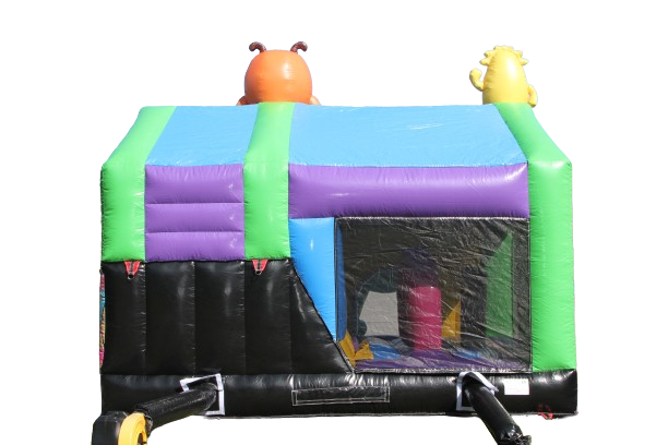 Multiplay-Hüpfburg 5x4 m - mit Rutsche - nette Monster