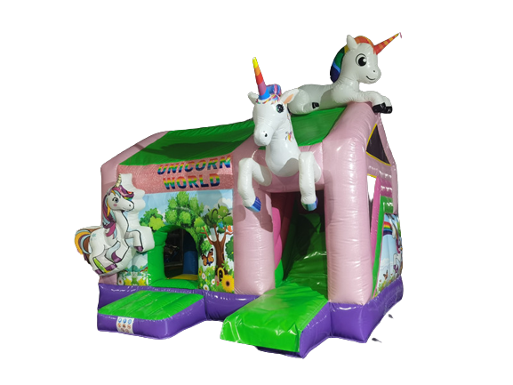Multiplay-Hüpfburg 5x4 m - mit Rutsche - Einhorn 