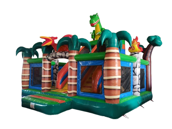  Hüpfburg - Mega Multiplay Dino - 6x6,5 m - mit Rutsche