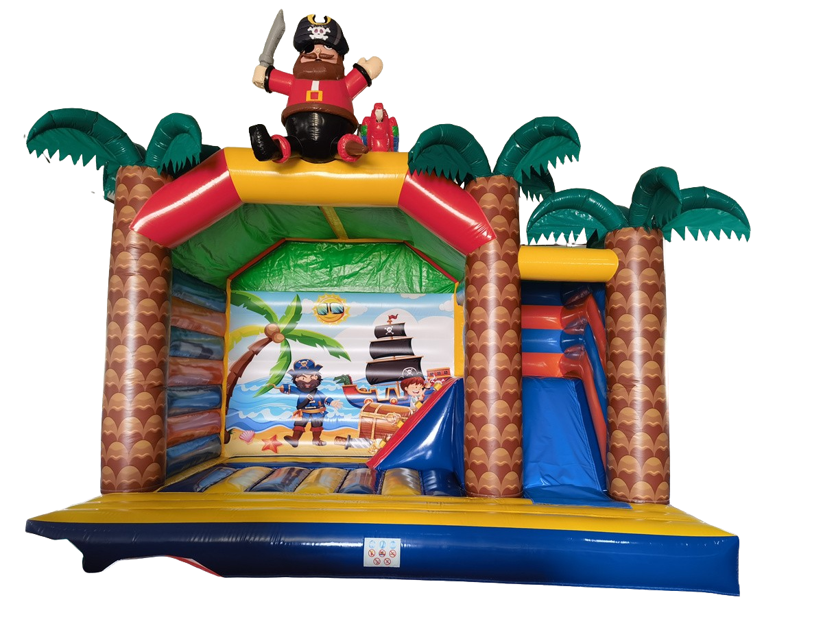 Hüpfburg 6x4,4 m - Pirateninsel mit Rutsche (Modell 2025)