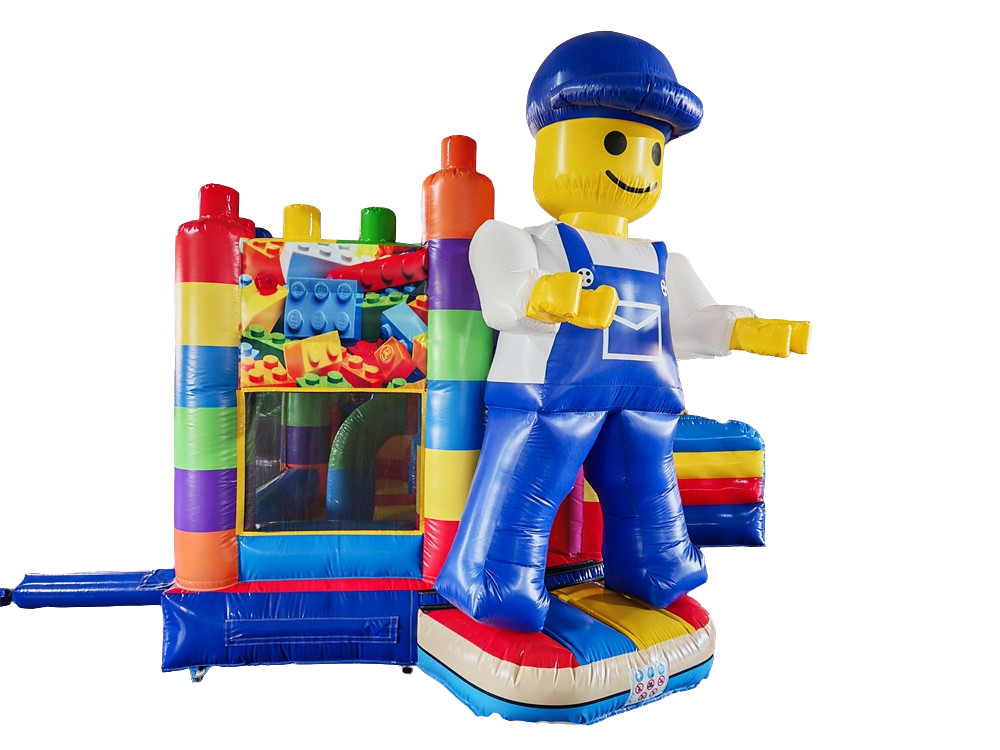 Hüpfburg 5x4,5 m - Bausteine - Rutsche seitlich