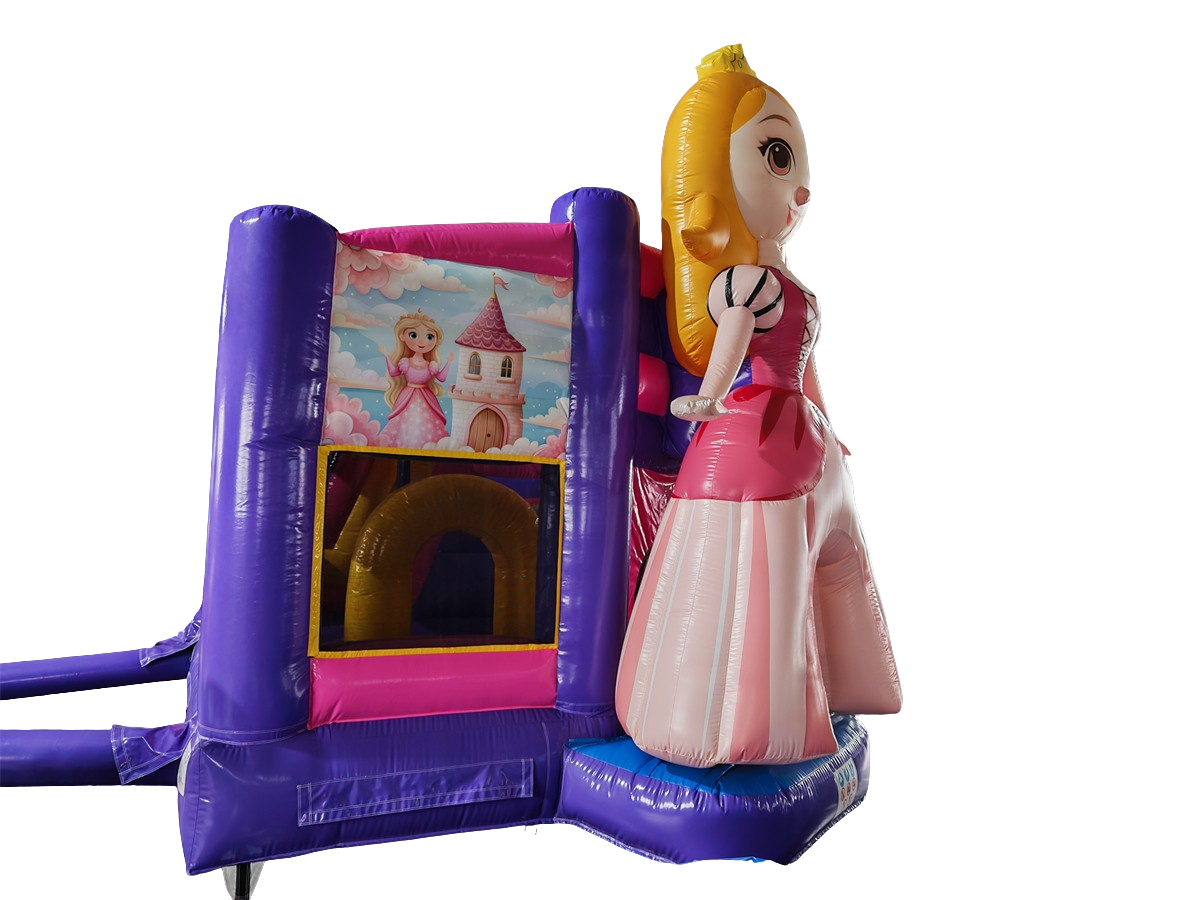 Hüpfburg 5x4,5 m - Prinzessin - Rutsche seitlich